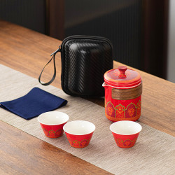 便携式功夫茶具 1壶3杯+收纳包