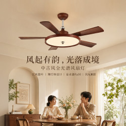 雷士 风扇灯客厅吊扇隐形餐厅现代欧式简约 风禾5叶/52寸48W全光谱/智控款