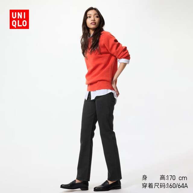 优衣库 修身直筒牛仔裤/水洗产品女装487978 09 黑色 23 /150/58A