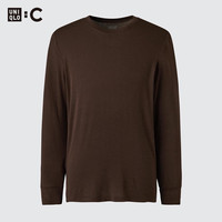 优衣库 HEATTECH EXTRA WARM混纺圆领T恤/9分袖男装9%羊绒481441 481441/38深褐色 L