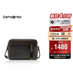 新秀丽 斜挎包男士单肩包精品男包旅行背包时尚休闲BC9*09013黑色/咖色