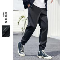 太平鸟 男装春秋款明线运动锥形束腿裤男式休闲裤