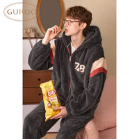 果壳 男士连帽珊瑚绒舒适加厚保暖睡衣