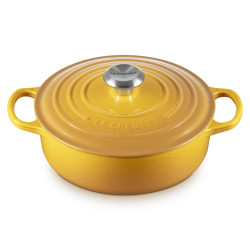 Le Creuset 搪瓷铸铁圆形宽荷兰锅,3.5 夸脱,花蜜