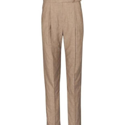 Brunello Cucinelli High-rise straight wool and linen pants bc混纺女裤