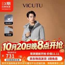 威可多 26秋冬男休闲通勤户外防水连帽鹅绒服短款羽绒服 灰色