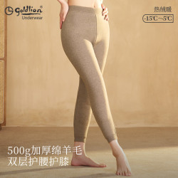 金利来 保暖裤女冬季加绒加厚500g女士打底裤御寒护腰护膝保暖裤 砂驼砾 XL