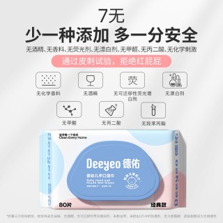 88VIP：德佑 婴儿湿巾新生儿宝宝手口专用湿纸巾80抽*5包儿童湿纸巾家用实惠装大包