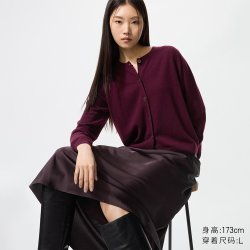 羊绒圆领针织短开衫优衣库女装479672