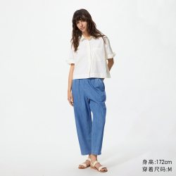 棉质牛仔舒适九分裤/水洗产品常规款优衣库女装483896 488165