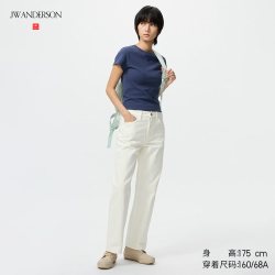 直筒牛仔裤/水洗产品常规款优衣库女装中腰休闲裤子482279