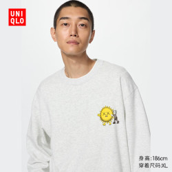 优衣库 KAWS卫衣/长袖男装女装运动衫493506 02 浅灰色