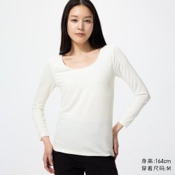 HEATTECH U领BraT恤/8分袖优衣库女装保暖衣秋衣内衣485850