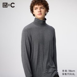 HEATTECH EXTRA WARM混纺两翻领T恤/9分袖优衣库男装9%羊绒481442