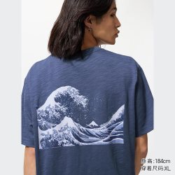 浮世绘之蓝UT/短袖T恤优衣库男装女装印花T恤482784