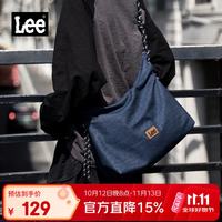 Lee 单肩包女大容量潮牌斜挎包男上班通勤吐司包户外休闲邮差包 牛仔蓝