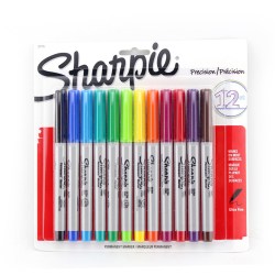 锐意 美国三福sharpie无尘记号笔 细打点标记笔37175 彩色12色0.5MM