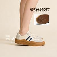 百思图 春秋款时尚休闲运动板鞋德训鞋厚底女休闲鞋