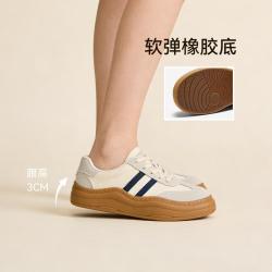 百思图 春秋款时尚休闲运动板鞋德训鞋厚底女休闲鞋