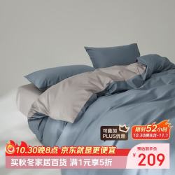 AIDLI 100S纯棉四件套新疆棉纯棉被套床单枕套 高支高密床上用品  （四季款）瑞吉尔蓝 1.8m
