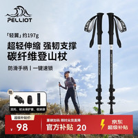 伯希和 碳素登山杖碳纤维伸缩拐杖户外爬山徒步手杖拐棍16303650曜石黑