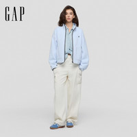 Gap 女装 布莱纳刺绣宽松立领摇粒绒 淡蓝