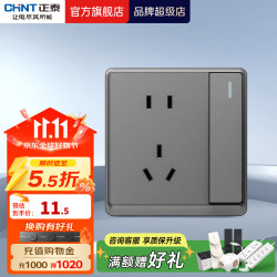 正泰 开关插座面板带USB-type-C网线墙面5孔空调墙壁全屋套餐6M幻银灰 一开单控五孔10A