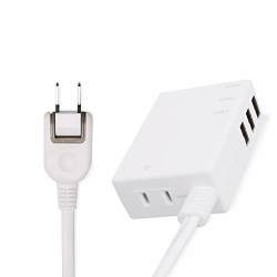 宜丽客 USB插座充电器电源板USB×3端口AC×1 白色MOT-U06-2