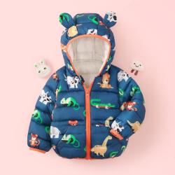十月妈咪 冬装男女童棉服婴幼童满印连帽棉袄可爱加厚保暖夹棉外套棉衣