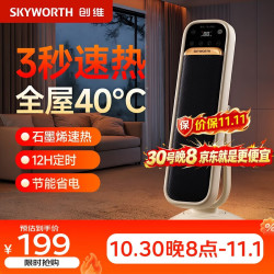 创维 俯仰石墨烯智能语音控制暖风机取暖器EOC节能 家用电暖气电暖器仿真炭火遥控热风机电暖风速热A930