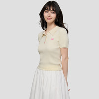 Gap logo刺绣宽松罗纹针织POLO衫