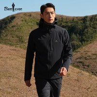 比音勒芬 2026秋季男女三防针织连帽加绒软壳外套男
