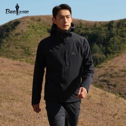 比音勒芬 2026秋季男女三防针织连帽加绒软壳外套男