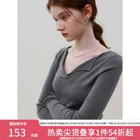 范思蓝恩 法式长袖修身针织上衣女秋冬气质V领羊毛打底衫