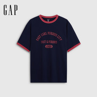 Gap 纯棉印花宽松圆领短袖