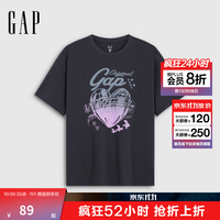 Gap 纯棉爱心logo印花圆领短袖T恤