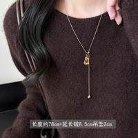 花饰庄园 美拉德虎眼石吊坠叠戴项链女秋冬老钱风长款毛衣链感装饰配饰 不规则虎眼石抽拉项链