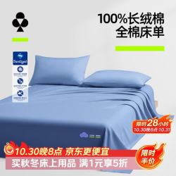 YOUKESHU Utree系列A类抗菌防螨全棉床单100%新疆长绒棉 蓝柑气泡 230cm*250cm