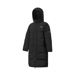 LI-NING KIDS 羽绒服长款男童黑色鸭绒防泼水外套2026秋冬青少年冬装女
