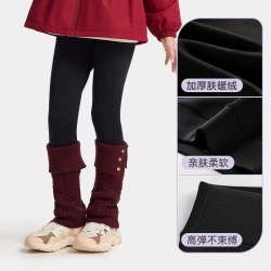 安踏 儿童装女童加绒加厚裤子打底裤2026冬季新款紧身青少年运动裤