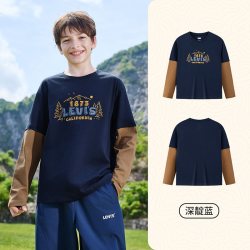 Levi's Levis李维斯男童长袖T恤2026秋季新款儿童卫衣青少年男生山系户外