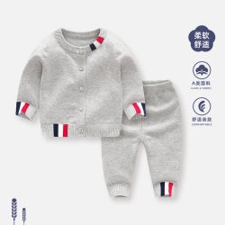 婴儿套装秋季男宝宝一岁分体衣服内搭毛衣针织秋冬款儿童开衫外套