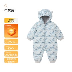 英氏 超韧绒婴儿连体羽绒服连帽冬季款加厚保暖哈衣抗菌宝宝衣服