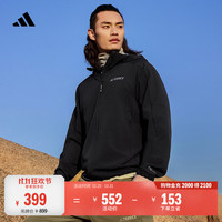 阿迪达斯 拒水户外简约连帽软壳夹克外套防风衣男秋季阿迪达斯山川里   黑色   L