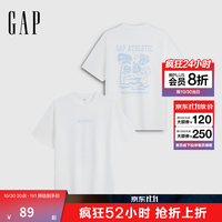 Gap 纯棉logo图案印花圆领短袖T恤