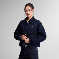 Lee 26秋冬翻领可调节抽绳设计Logo刺绣白色女羽绒服