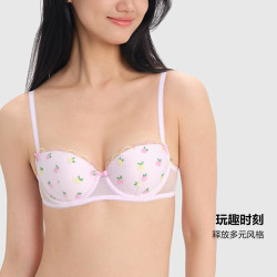 维密 维密桃气杯 PINK舒适蕾丝轻薄聚拢少女文胸内衣