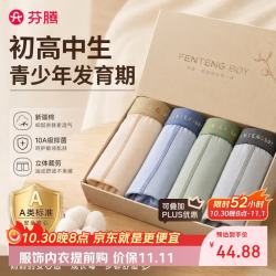 芬腾 青少年内裤男童发育期学生初高中生10A抑菌2026新款四角裤4条XL