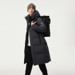 坦博尔 连帽羽绒服男长款冬季运动加厚保暖外套 青石灰 XL (180)