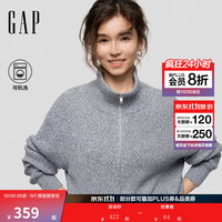Gap 翻领拉链开衫花纱针织衫